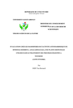 Activité antidiarrhéique de Spondias mombin chez les mammifères