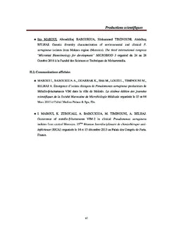 Antibiorésistance, virulence et génotypage des P. aeruginosa, Maroc