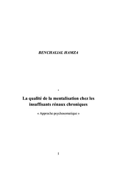 La qualité de la mentalisation chez les insuffisants rénaux chroniques