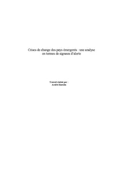 Crises de change : une analyse en termes de signaux d'alerte