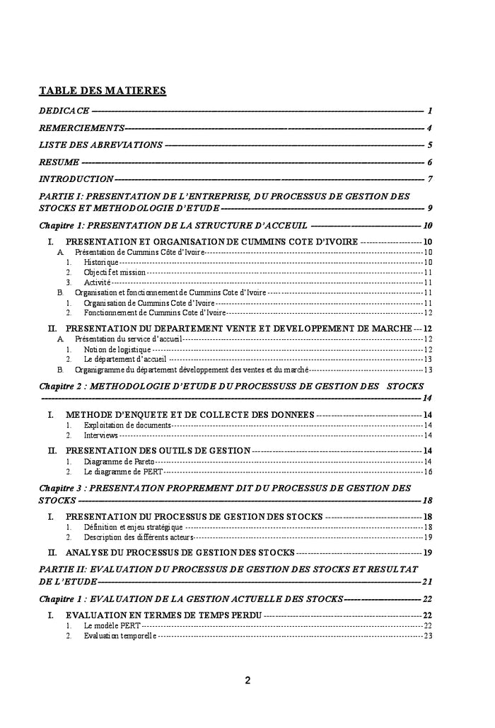 Problematique de la gestion des stocks
