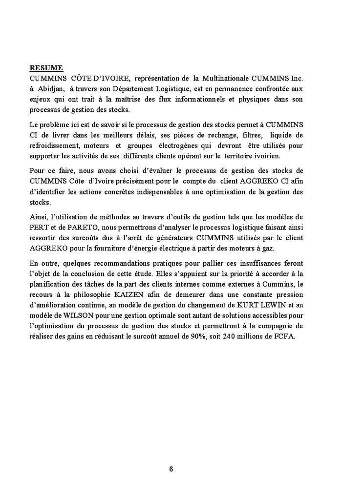 Problematique de la gestion des stocks