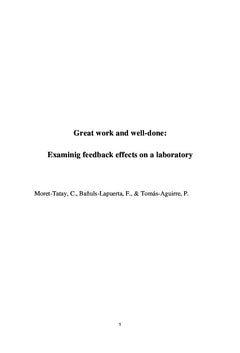 Great work and well-done: Examinig feedback effects on a laboratory