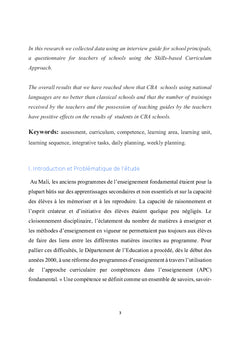 Evaluation comparative des resultats des eleves au Mali