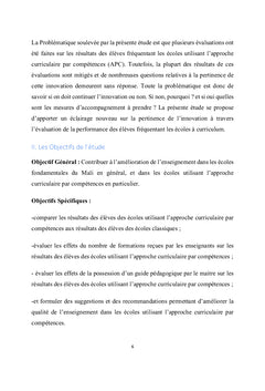 Evaluation comparative des resultats des eleves au Mali