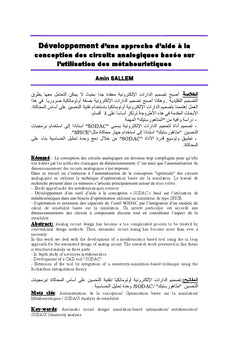 Conception Automatisee des Circuits Analogiques et Radiofrequences