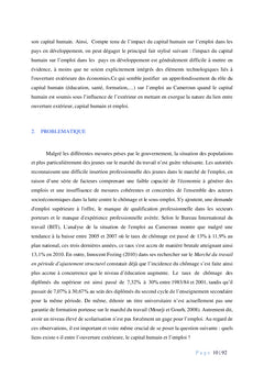 Ouverture extérieure, capital humain et emploi au Cameroun