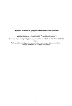 Synthèse et etude de quelques derives de la Thiohydantoines
