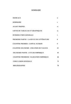 Capital humain comme source de la creation de valeur