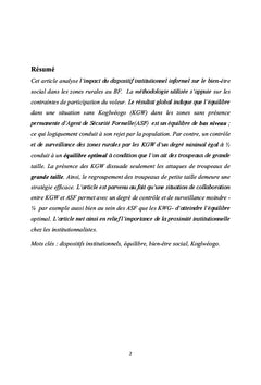 Emergence d'une institution informelle au Burkina Faso: les Koglweogo