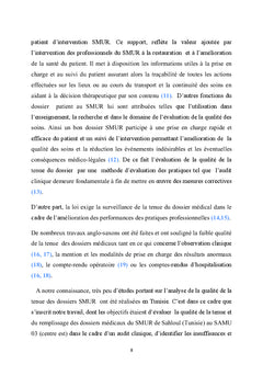 Évaluation de la tenue du dossier médical SMUR: Audit interne