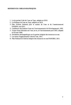 Gestion des ressources en eau au Togo