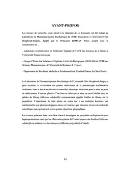 Phytochimie et activités biologiques d'Hibiscus sabdariffa (Malvaceae)