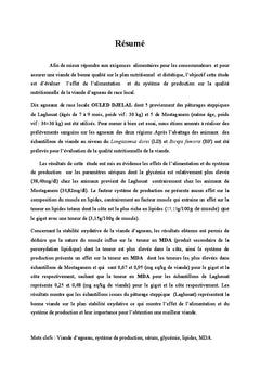Qualité nutritionnelle de la viande d'agneau en Algérie