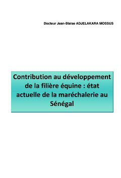 Contribution au développement de la filière équine