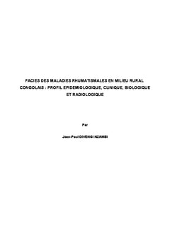 Facies des Maladies Rhumatismales en milieu rural de la R.D.CONGO