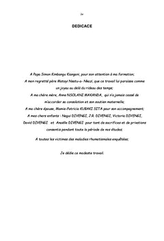 Facies des Maladies Rhumatismales en milieu rural de la R.D.CONGO