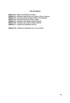 Études comparatives de l'extraction liquide-liquide