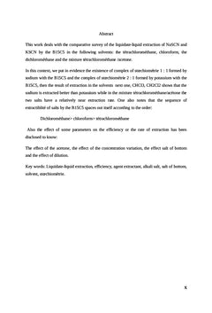Études comparatives de l'extraction liquide-liquide