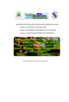 Confiture et sirop élaborés à partir de fruits de raketa d'Analamanga