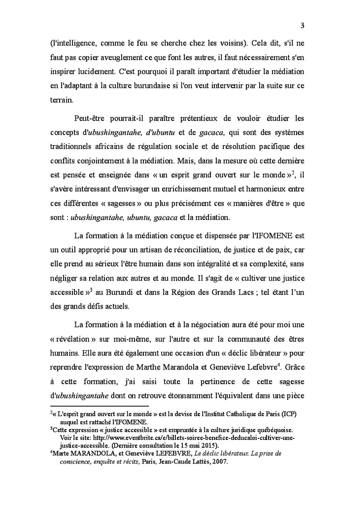 Médiation et valeurs culturelles dans la Région des Grands Lacs