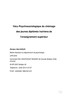 Vécu psychosociologique du chômage