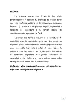 Vécu psychosociologique du chômage
