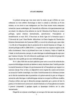 La Francophonie dans la promotion de la sécurité humaine en Afrique