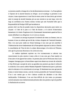 La Francophonie dans la promotion de la sécurité humaine en Afrique