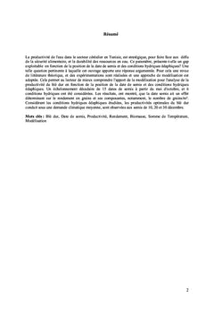 Analyse de la Productivite du ble dur (Variete Karim)