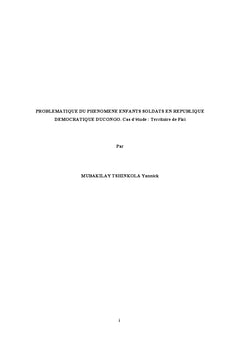 Problématique du phénomène enfants soldats en RDC