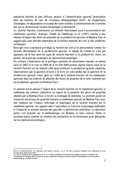 Sécurité foncière et rendement agricole au Burkina Faso: