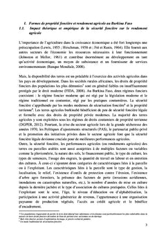 Sécurité foncière et rendement agricole au Burkina Faso: