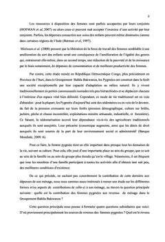 Femme pygmée face à la contribution aux revenus de ménage