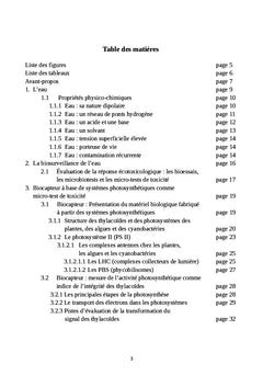 Biocapteurs A base de photosystemes pour la biosurveillance de l'eau