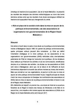 Sociétés civiles, Changement climatique et Populations locales