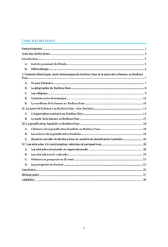 La contraception au Burkina Faso
