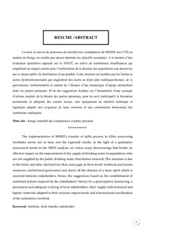 Evaluation du processus de transfert des compétences
