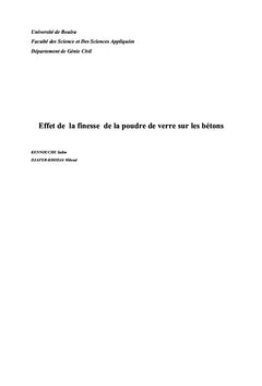 Effet de la finesse de la poudre de verre sur les bétons