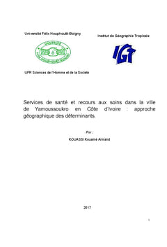 Services de santé et recours aux soins dans la ville de Yamoussoukro