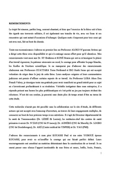 Services de santé et recours aux soins dans la ville de Yamoussoukro