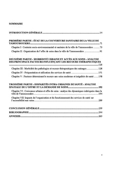 Services de santé et recours aux soins dans la ville de Yamoussoukro