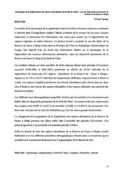 La régénération des espèces abondantes de la forêt de l'Ituri