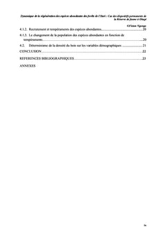 La régénération des espèces abondantes de la forêt de l'Ituri