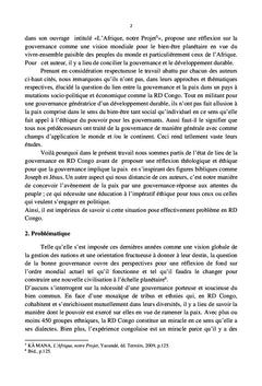 La gouvernance pour la paix en RDC