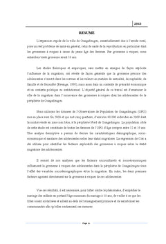 Statut migratoire et grossesse à risques des adolescentes à Ougadougou