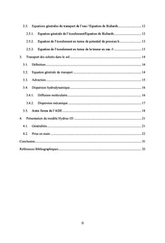 Modélisation de l'écoulement de l'eau et du transport des solutés