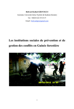 Les institutions sociales de prévention et de gestion des conflits en Guinée forestière