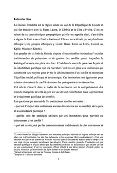 Les institutions sociales de prévention et de gestion des conflits en Guinée forestière