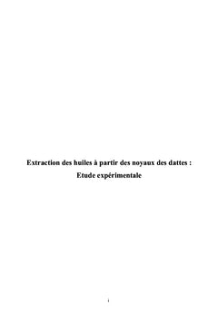 Extraction des huiles A partir des noyaux des dattes